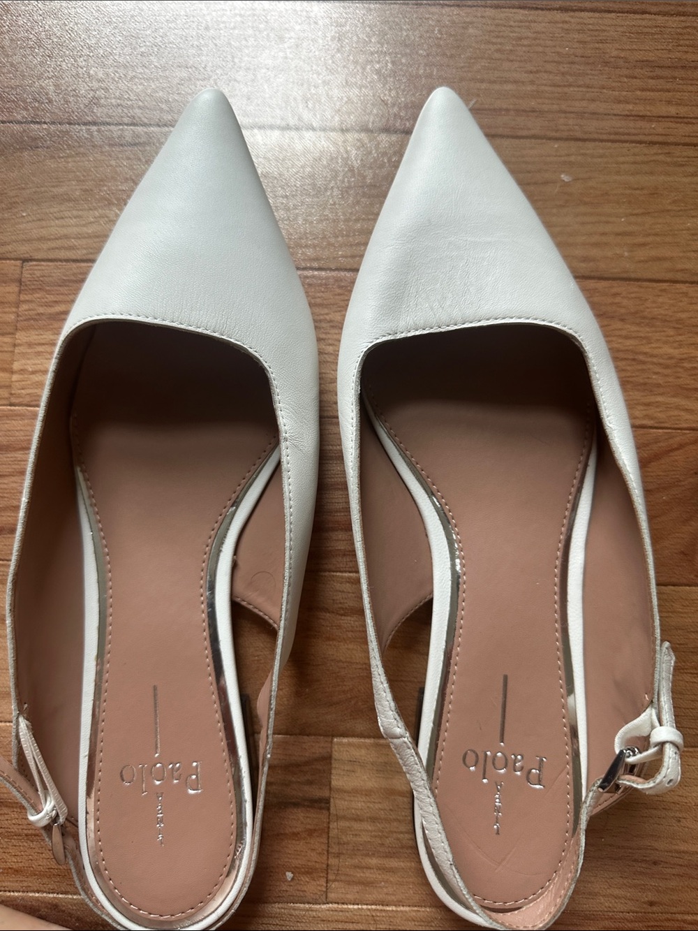Paolo White Pointed Slingback Flats